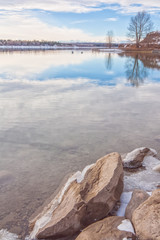 Landscape of winter on the Glenmore Reservoir.