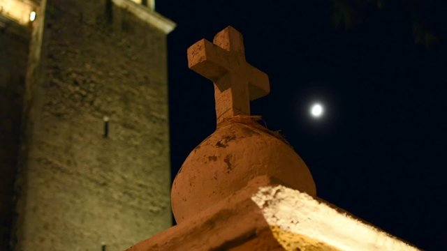 Spooky colonial style cement cross