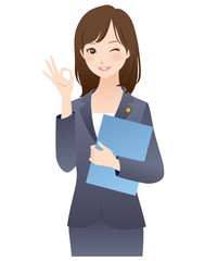 スーツを着た女性　弁護士　オーケーサイン