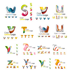 Set of colorful abstract letter corporate logos created with