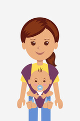 Young mother with her baby in a sling