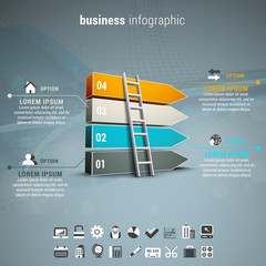 Business infographic made of blocks and ladders.