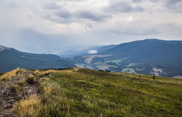 Naklejka premium An incredible panorama from the Bieszczadys mountains.
