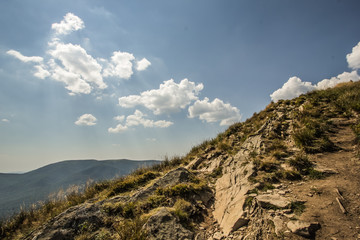 Fototapeta na wymiar An incredible panorama from the Bieszczadys mountains.