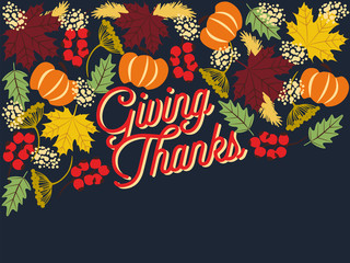 Thanksgiving Card. Can be used as invitation. Vector design. 