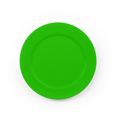 green Ceramic Plate on white background