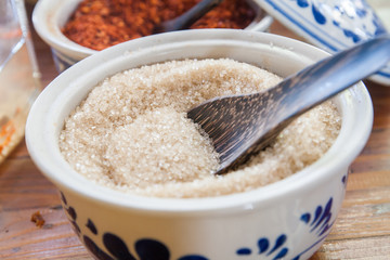 A brown sugar in the bowl.