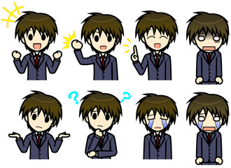 シンプルキャラクター　会話・表情イラスト集　ビジネス男性 その２