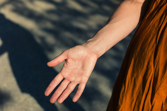 Palm of young woman's hand