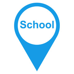 Icono texto School localizacion azul