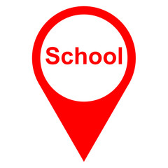 Icono texto School localizacion rojo