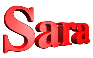 3D Sara text on white background - obrazy, fototapety, plakaty