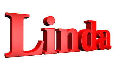 3D Linda text on white background
