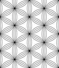 Fototapeta premium Vector modern seamless pattern flower of life ,black and white textile print, abstract texture, monochrome fashion sacred geometry design 