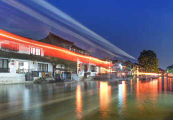Fototapeta premium Chinese historical and cultural town,Night scenes of Chinese ancient town