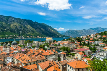 Fototapeta na wymiar Top view on Kotor city and bay