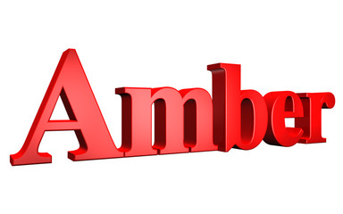 3D Amber text on white background