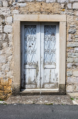 White wooden door in old house