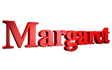 Fototapeta na wymiar 3D Margaret text on white background
