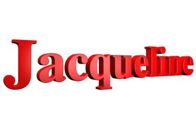 3D Jacqueline text on white background