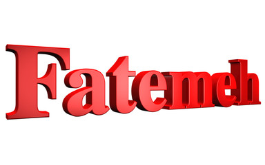 3D Fatemeh text on white background