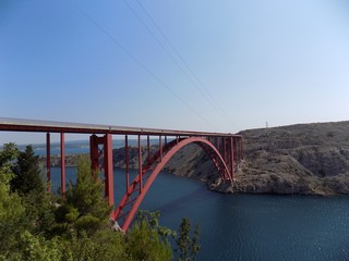 Maslenica bridge over sea