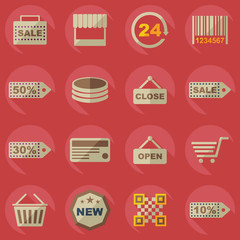 Flat concept, set modern design with shadow marketing sales