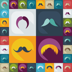 Flat modern design with shadow icon mustache