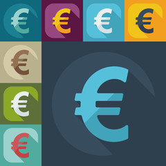 Flat modern design with shadow icons currency unit