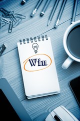 Win against notepad on desk