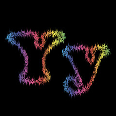 Fototapeta premium The letter y in grunge style on a black background