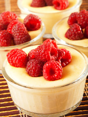 Vanilla cream with raspberries