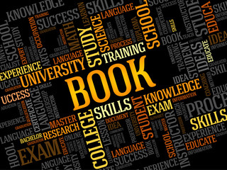 BOOK. Word education collage