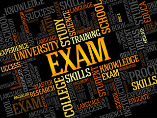 EXAM. Word education collage