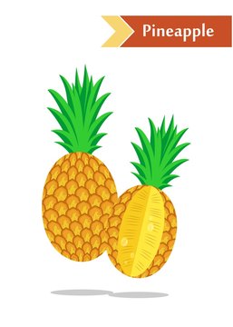 illustration with juicy and tasty fruits -  pineapples.
