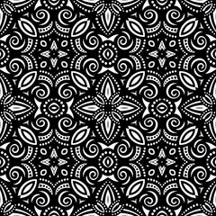 Vector Seamless Vintage Black and White Lace Pattern