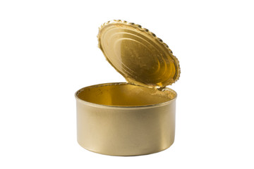 opened empty can of yellow color