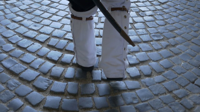 Soldier with Leggings Walks