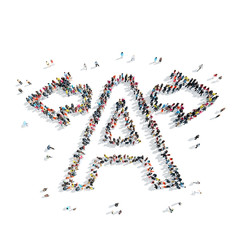 people  shape letter cartoon