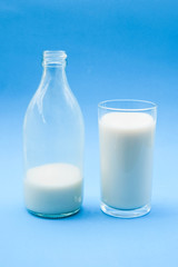  with milk on blue background