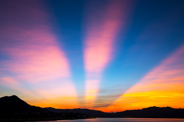 Anticrepuscular arch in sunset