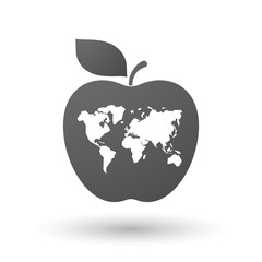 Apple icon with a world map