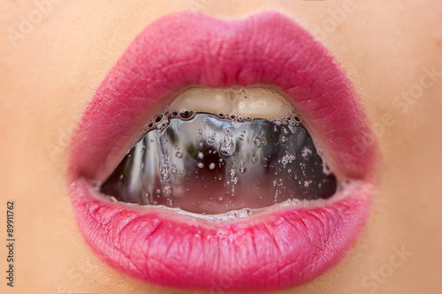 "Female mouth with bubble" Stock photo and royalty-free images on