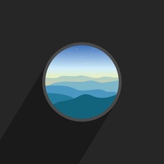 Desert night with stars. Round icon.