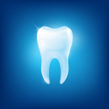 Vector tooth fang on blue background