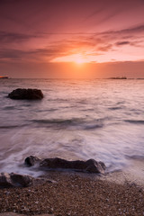 Fototapeta premium Tropical beach beautiful sunset at Sea