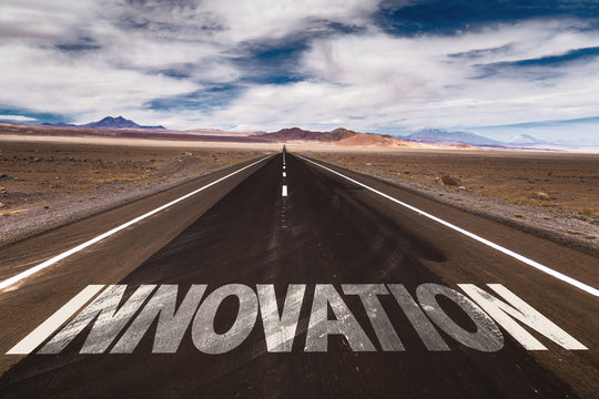 Innovation written on desert road