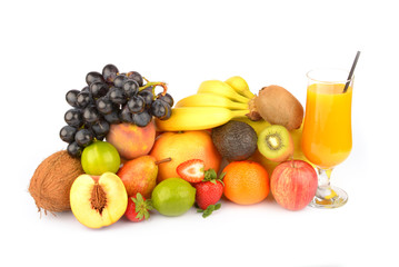 Assortment of exotic fruits isolated on white