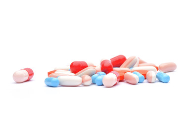 Pills on white background