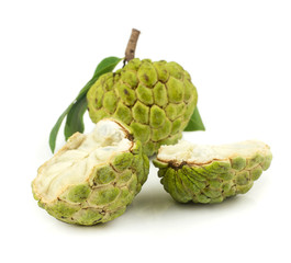 Fresh custard apples fruit on white